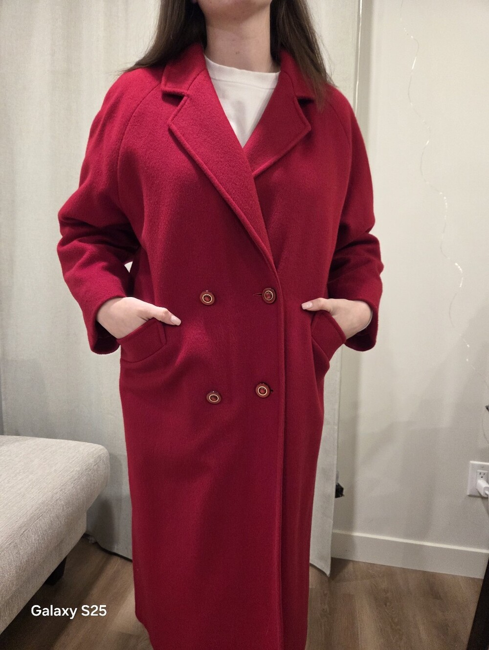 Vintage Eaton’s Red 100% Virgin Wool Maxi Coat Made in Canada Size 9/10